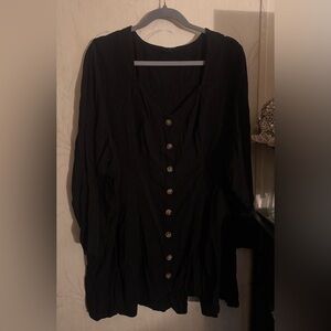 Torrid Black Long Sleeve Faux Button Up Tunic Top Blouse
